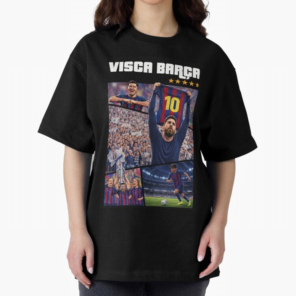 Visca Bar?a Legends Poster | Messi 10 FC Barcelona Art Oversized T-Shirt Make Every Match About FIFA World Cup 2026 Filled with CR7 and Messi, Argentina and Brazil Energy, Stadium Chants, National Pride, Trophy Dreams and Unforgettable Football