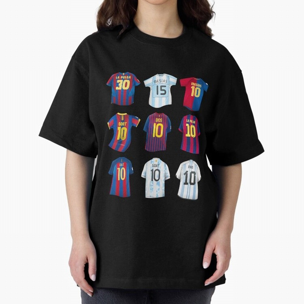 Messi Era Football Jerseys Oversized T-Shirt Elevate FIFA World Cup 2026 Group Stage Spirit, Filled with France, Cristiano Ronaldo, Haaland and CR7, Goal Celebration Energy, Supporter Heritage, Football Icons and Worldwide Tournament Joy; Great for