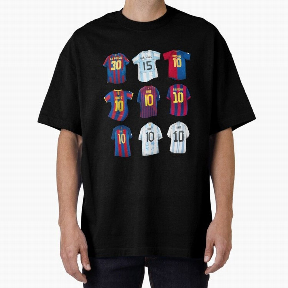 Messi Era Football Jerseys Oversized T-Shirt Elevate FIFA World Cup 2026 Group Stage Spirit, Filled with France, Cristiano Ronaldo, Haaland and CR7, Goal Celebration Energy, Supporter Heritage, Football Icons and Worldwide Tournament Joy; Great for