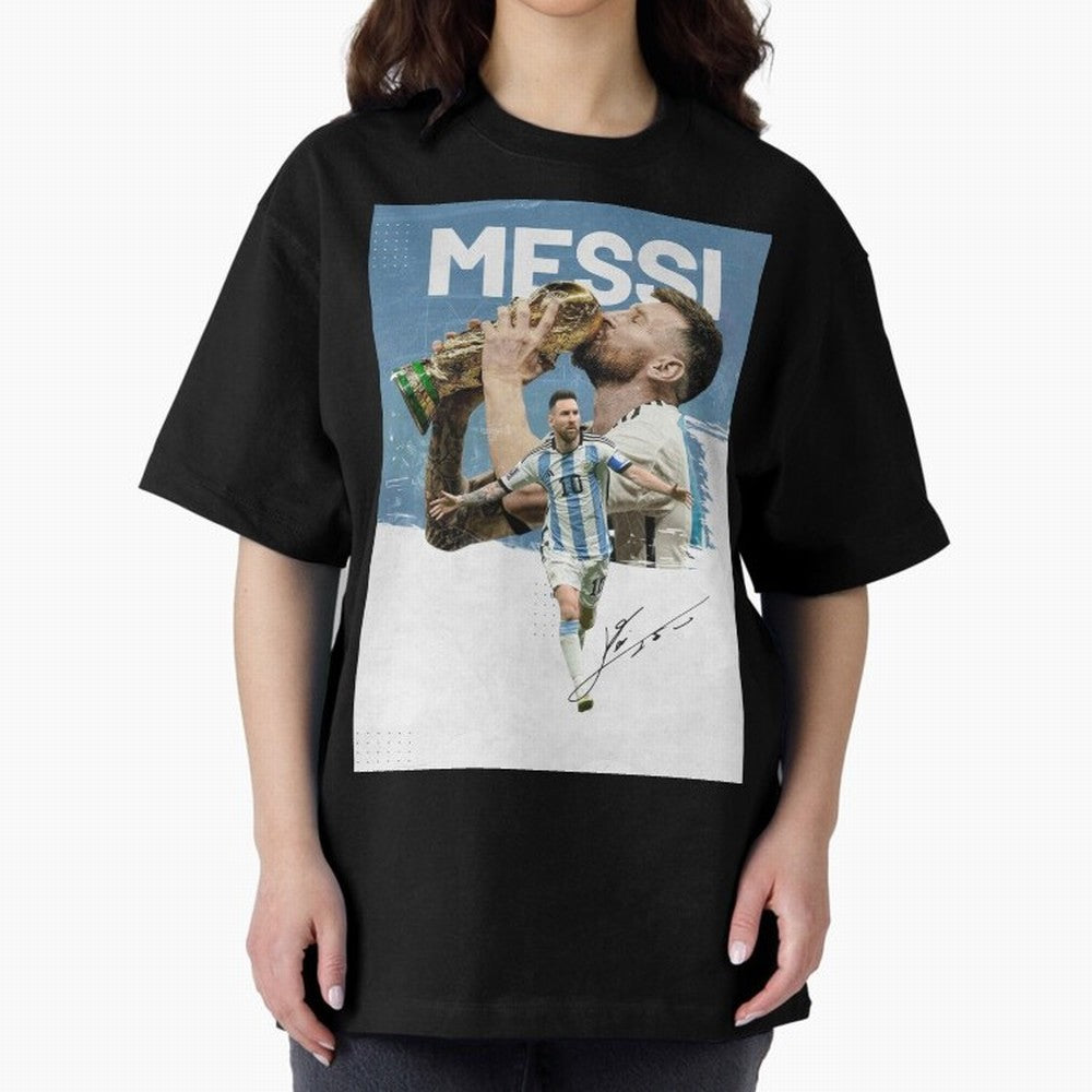 Messi Oversized T-Shirt Show Your Love for Global Football Passion for FIFA World Cup 2026, Celebrating Cristiano Ronaldo, Brazil, Portugal and Argentina, Supporter Pride, Iconic Celebrations, Legendary Names and Global Match Day Energy; Built for