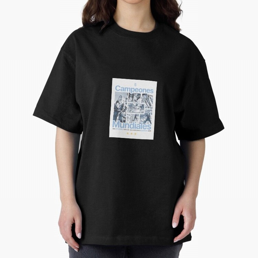 Argentina Qatar 2022 Oversized T-Shirt Carry the Dream of FIFA World Cup 2026 Spirit, Capturing England, Messi and Cristiano Ronaldo, Fan Favorite Moments, National Team Passion, Big Match Drama and Soccer History; Great for Watch Parties, Sports