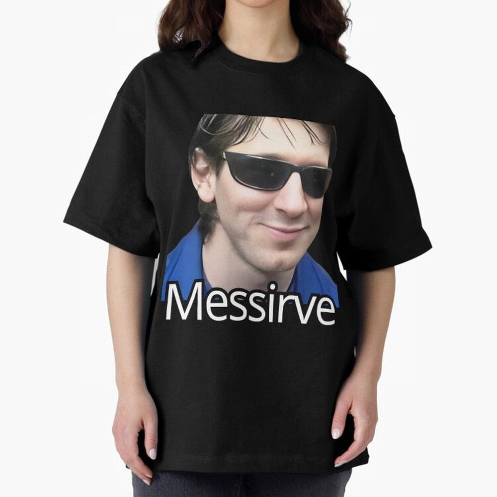 Messirve Football Meme Oversized T-Shirt Show Fan Pride Across the FIFA World Cup 2026 Group Stage Journey through Haaland and Mbappe Highlights, Argentina Pride, Match Day Excitement, Supporter Culture, Golden Goals and Global Football Passion;