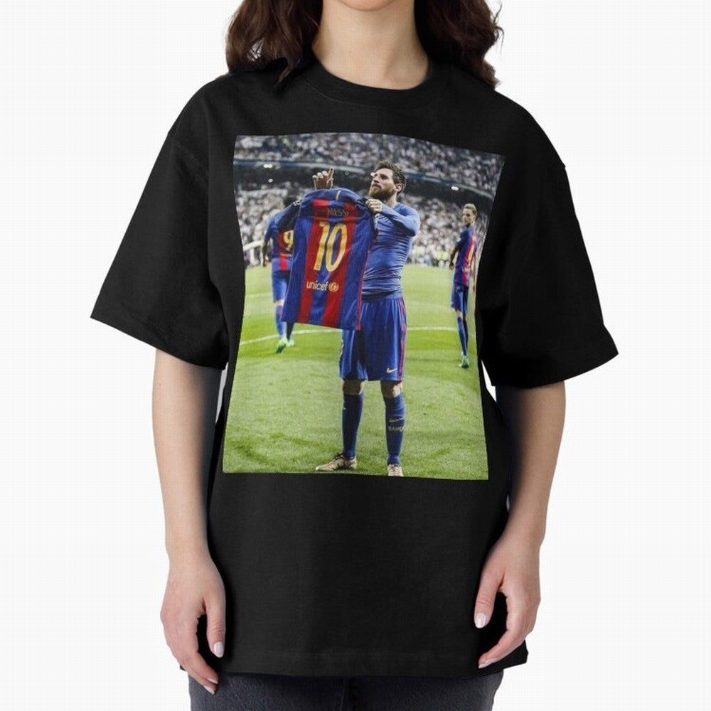 Lional Messi Poster Design Oversized T-Shirt Mark FIFA World Cup 2026 Spirit, Capturing Argentina, Mbappe and Neymar, Global Supporter Spirit, Legendary Goals, National Colors and Tournament Celebration; Ideal for Passionate Fans Who Love Underdog