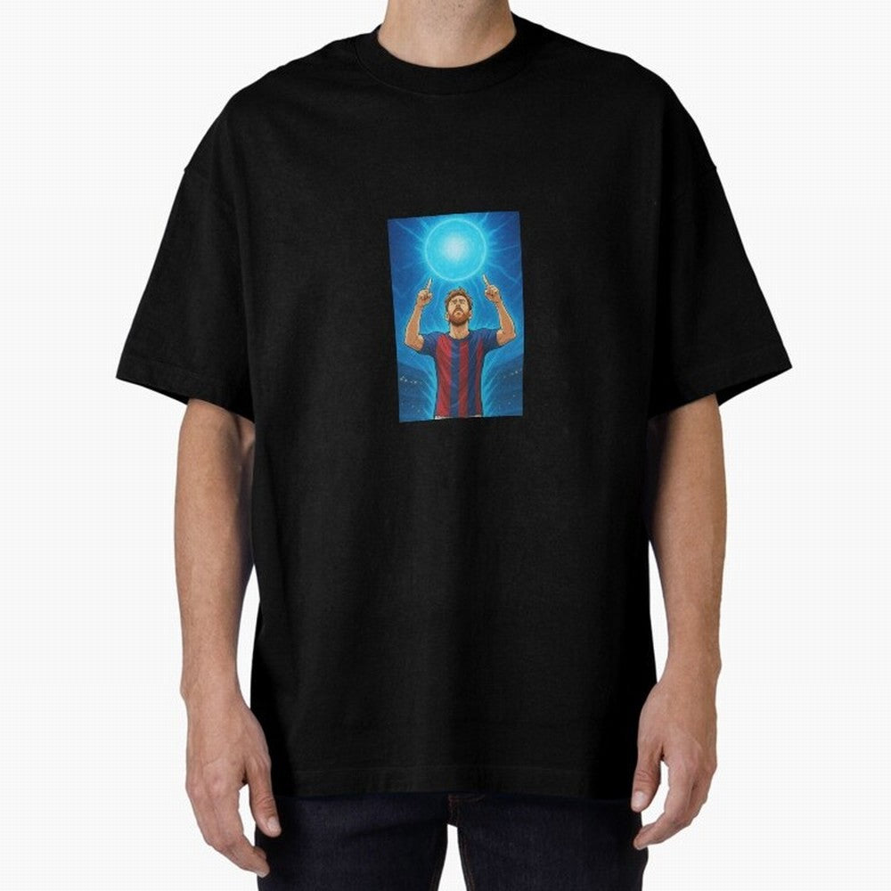 Barcelona Genkidama God Oversized T-Shirt Celebrate Supporters United by Global Football Passion for FIFA World Cup 2026 USA Canada Mexico, Filled with Mbappe, Germany, Worldwide Fan Energy, Dramatic Goals, Stadium Lights and Championship