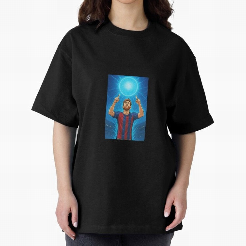 Barcelona Genkidama God Oversized T-Shirt Celebrate Supporters United by Global Football Passion for FIFA World Cup 2026 USA Canada Mexico, Filled with Mbappe, Germany, Worldwide Fan Energy, Dramatic Goals, Stadium Lights and Championship