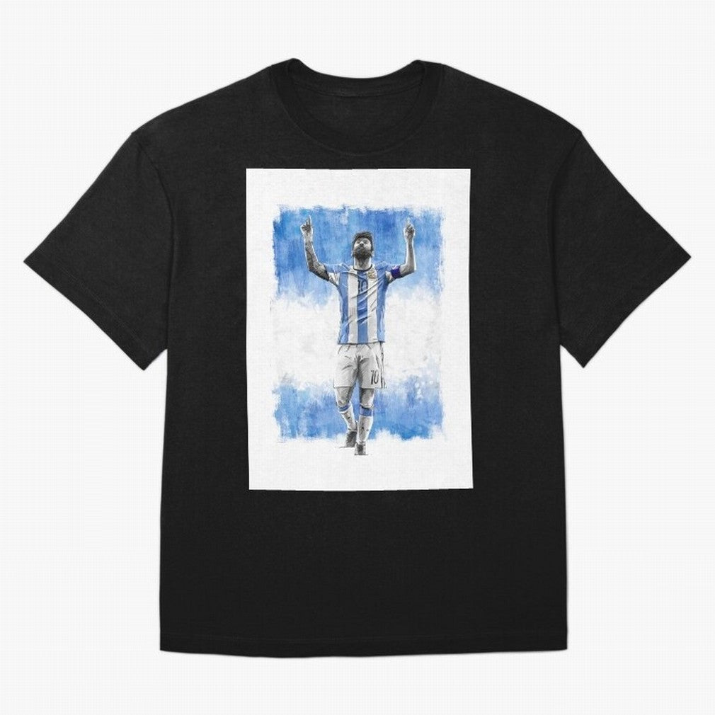 Messi Argentina Football Drawing Oversized T-Shirt Join Supporters Worldwide for FIFA World Cup 2026 Filled with Messi and Cristiano Ronaldo, England, France and Netherlands Energy, Retro Football Energy, Iconic Rivalries, Trophy Chase Drama and