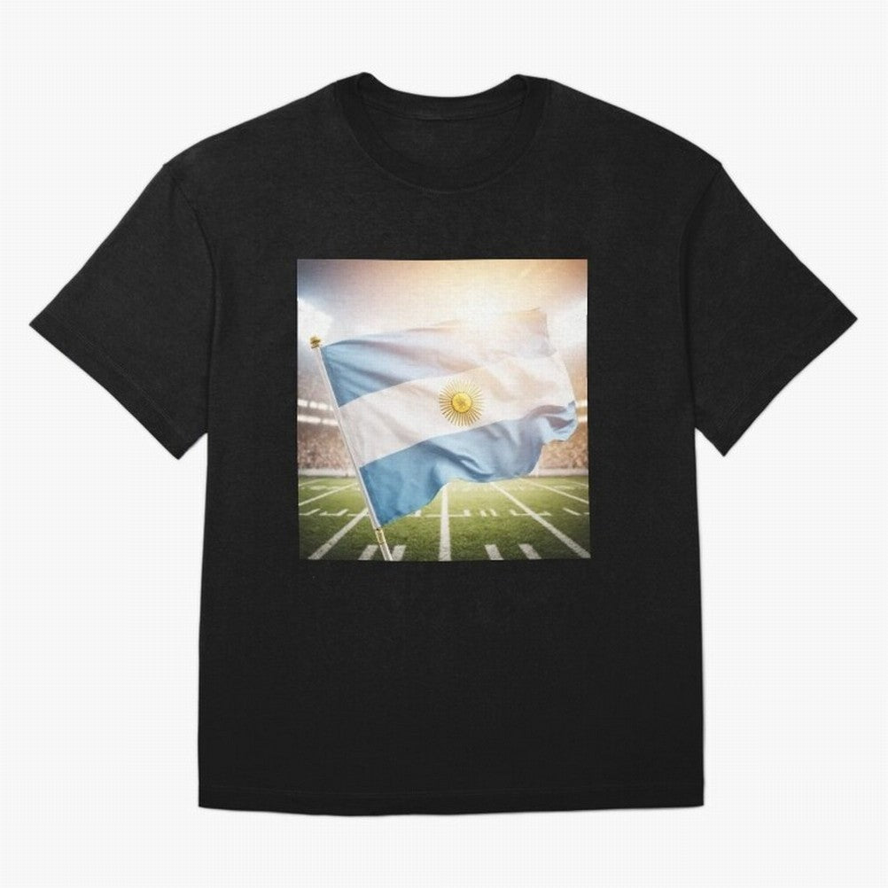 Argentina Flag 3D Football Design ¨C Supporters Argentina Classic T-Shirt Join Supporters Worldwide for Global Football Passion for FIFA World Cup 2026 Group Stage, Connected to Messi and Cristiano Ronaldo, Brazil, Championship Spirit, Famous