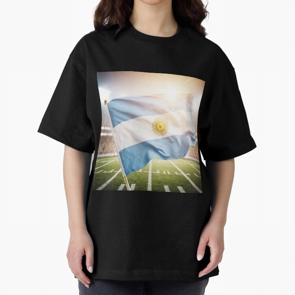 Argentina Flag 3D Football Design ¨C Supporters Argentina Classic T-Shirt Join Supporters Worldwide for Global Football Passion for FIFA World Cup 2026 Group Stage, Connected to Messi and Cristiano Ronaldo, Brazil, Championship Spirit, Famous