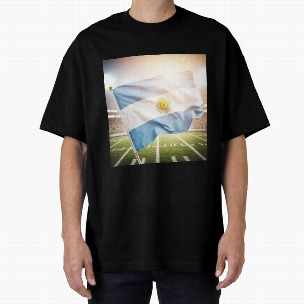 Argentina Flag 3D Football Design ¨C Supporters Argentina Classic T-Shirt Join Supporters Worldwide for Global Football Passion for FIFA World Cup 2026 Group Stage, Connected to Messi and Cristiano Ronaldo, Brazil, Championship Spirit, Famous