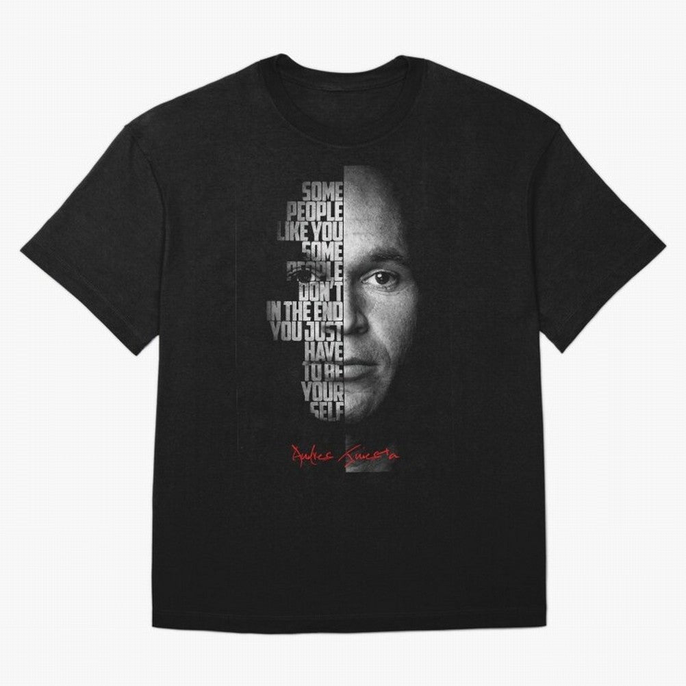 Black and white Andres Iniesta Quote. Oversized T-Shirt Relive the Noise and Pride of FIFA World Cup 2026 USA Canada Mexico Spirit, with England, France and Netherlands, Messi and Cristiano Ronaldo, Football Passion, Legendary Performances,
