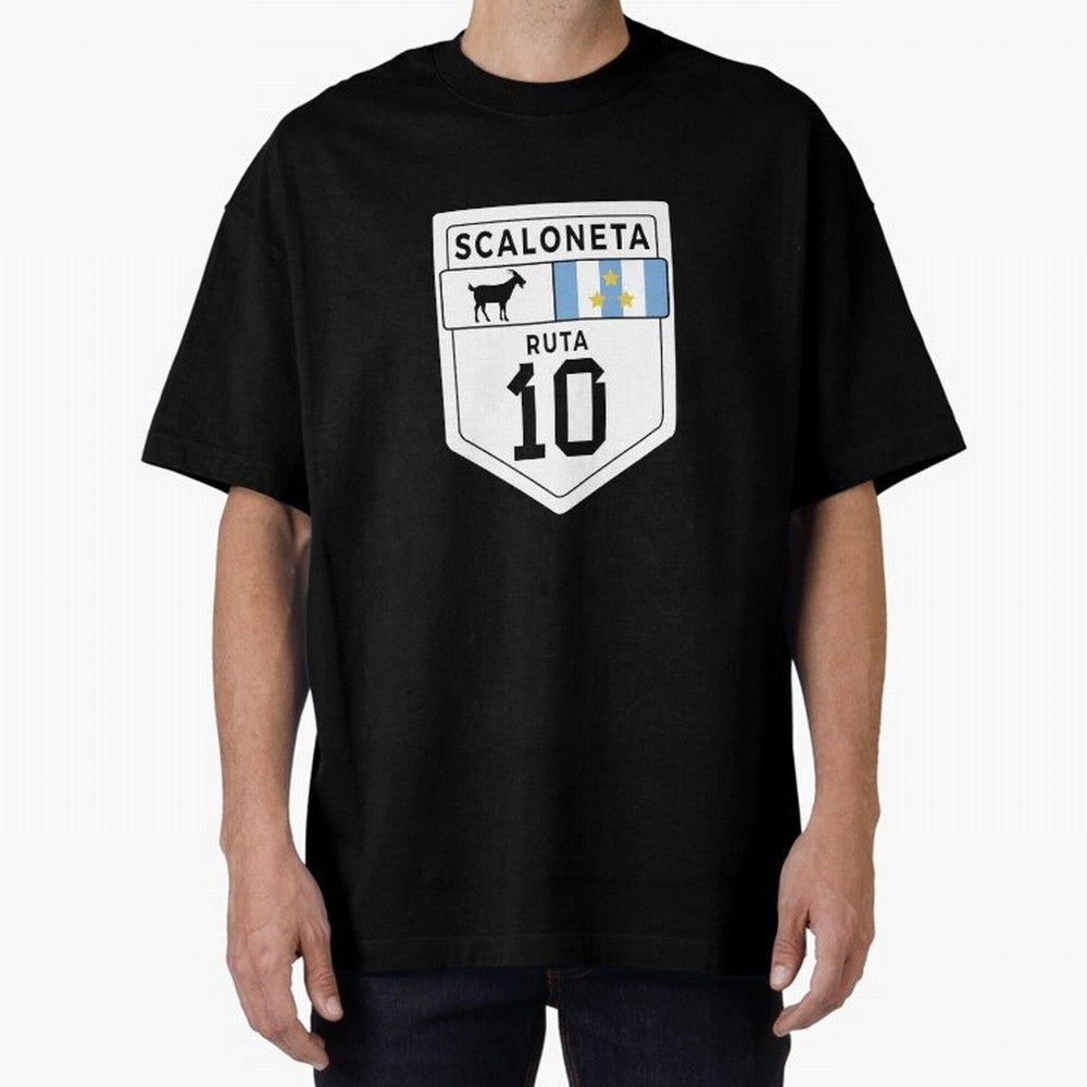 Scaloneta - Messi 10 - Goat Oversized T-Shirt Carry Global Football Passion for FIFA World Cup 2026, Featuring Messi, CR7 and Mbappe, France, Sports Nostalgia, International Competition, Famous Players and Unforgettable Victories; Made for