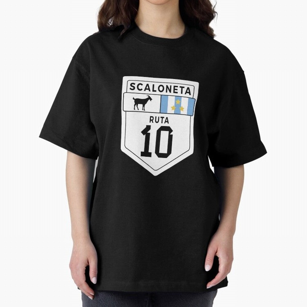 Scaloneta - Messi 10 - Goat Oversized T-Shirt Carry Global Football Passion for FIFA World Cup 2026, Featuring Messi, CR7 and Mbappe, France, Sports Nostalgia, International Competition, Famous Players and Unforgettable Victories; Made for