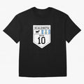 Scaloneta - Messi 10 - Goat Oversized T-Shirt Carry Global Football Passion for FIFA World Cup 2026, Featuring Messi, CR7 and Mbappe, France, Sports Nostalgia, International Competition, Famous Players and Unforgettable Victories; Made for