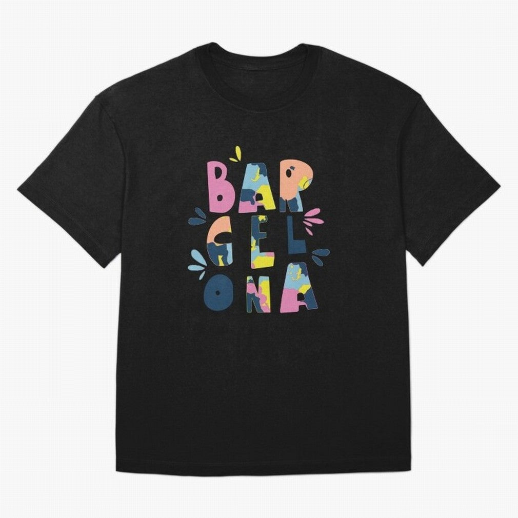Barcelona Letters Classic T-Shirt Enjoy the Biggest Football Party of FIFA World Cup 2026 for Fans of Messi and Cristiano Ronaldo and Germany, Bringing Sports Nostalgia, International Competition, Famous Players and Unforgettable Victories; Great