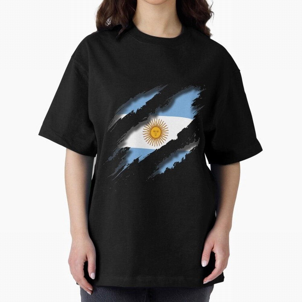Argentina Tearing a New One Oversized T-Shirt Join Supporters Worldwide for Match Day Hype around FIFA World Cup 2026 USA Canada Mexico, Mbappe, Argentina and Brazil, Classic Soccer Heritage, Championship Pressure, Fan Loyalty and International