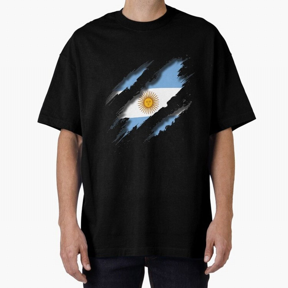 Argentina Tearing a New One Oversized T-Shirt Join Supporters Worldwide for Match Day Hype around FIFA World Cup 2026 USA Canada Mexico, Mbappe, Argentina and Brazil, Classic Soccer Heritage, Championship Pressure, Fan Loyalty and International