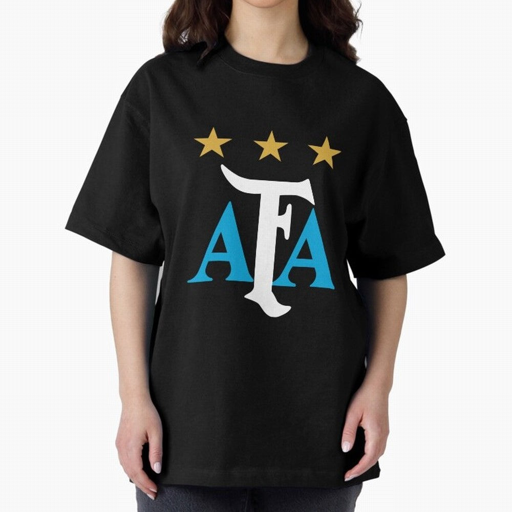 AFA logo - Argentina (light blue, white & gold) Oversized T-Shirt Celebrate the Magic of the FIFA World Cup 2026 Journey through CR7 Highlights, Netherlands Pride, Soccer Culture, Superstar Moments, National Team Dreams and Competitive Fire;