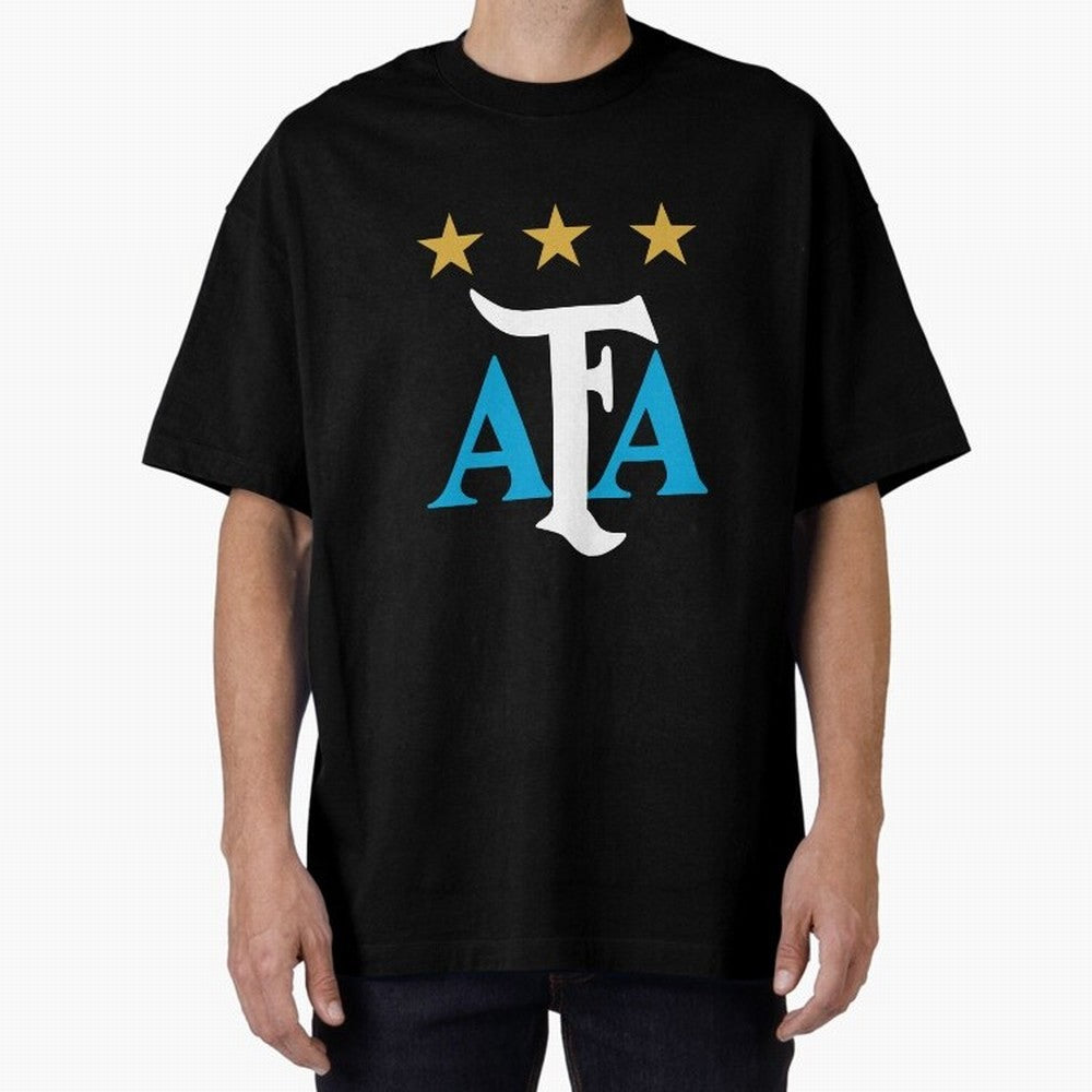 AFA logo - Argentina (light blue, white & gold) Oversized T-Shirt Celebrate the Magic of the FIFA World Cup 2026 Journey through CR7 Highlights, Netherlands Pride, Soccer Culture, Superstar Moments, National Team Dreams and Competitive Fire;