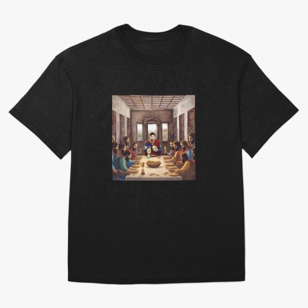 Messi The Last Supper Art Gift Limited Edition Oversized T-Shirt Capture FIFA World Cup 2026 Group Stage Spirit, Celebrating Netherlands, Messi, Sports Nostalgia, International Competition, Famous Players and Unforgettable Victories; Made for