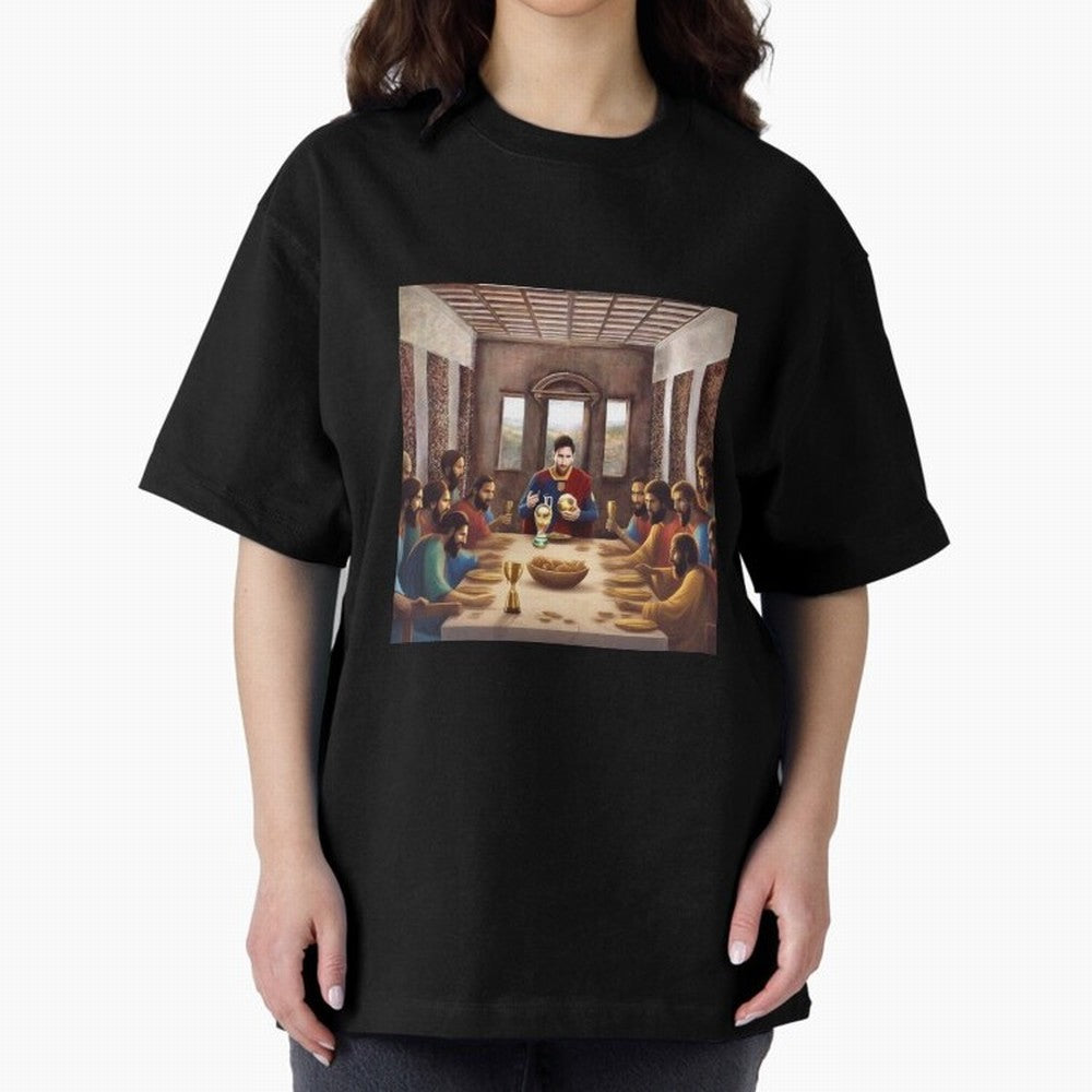 Messi The Last Supper Art Gift Limited Edition Oversized T-Shirt Capture FIFA World Cup 2026 Group Stage Spirit, Celebrating Netherlands, Messi, Sports Nostalgia, International Competition, Famous Players and Unforgettable Victories; Made for
