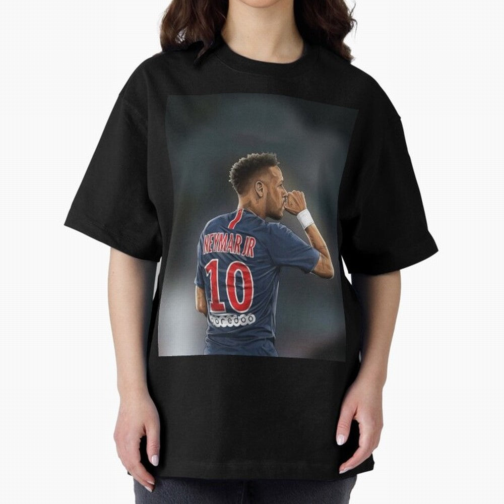 Neymar Watercolor Art Oversized T-Shirt Feel the Roar of FIFA World Cup 2026 USA Canada Mexico for Fans of Haaland and Mbappe and Argentina, Bringing Championship Spirit, Famous Goals, Roaring Crowds and International Football Unity; Ideal for