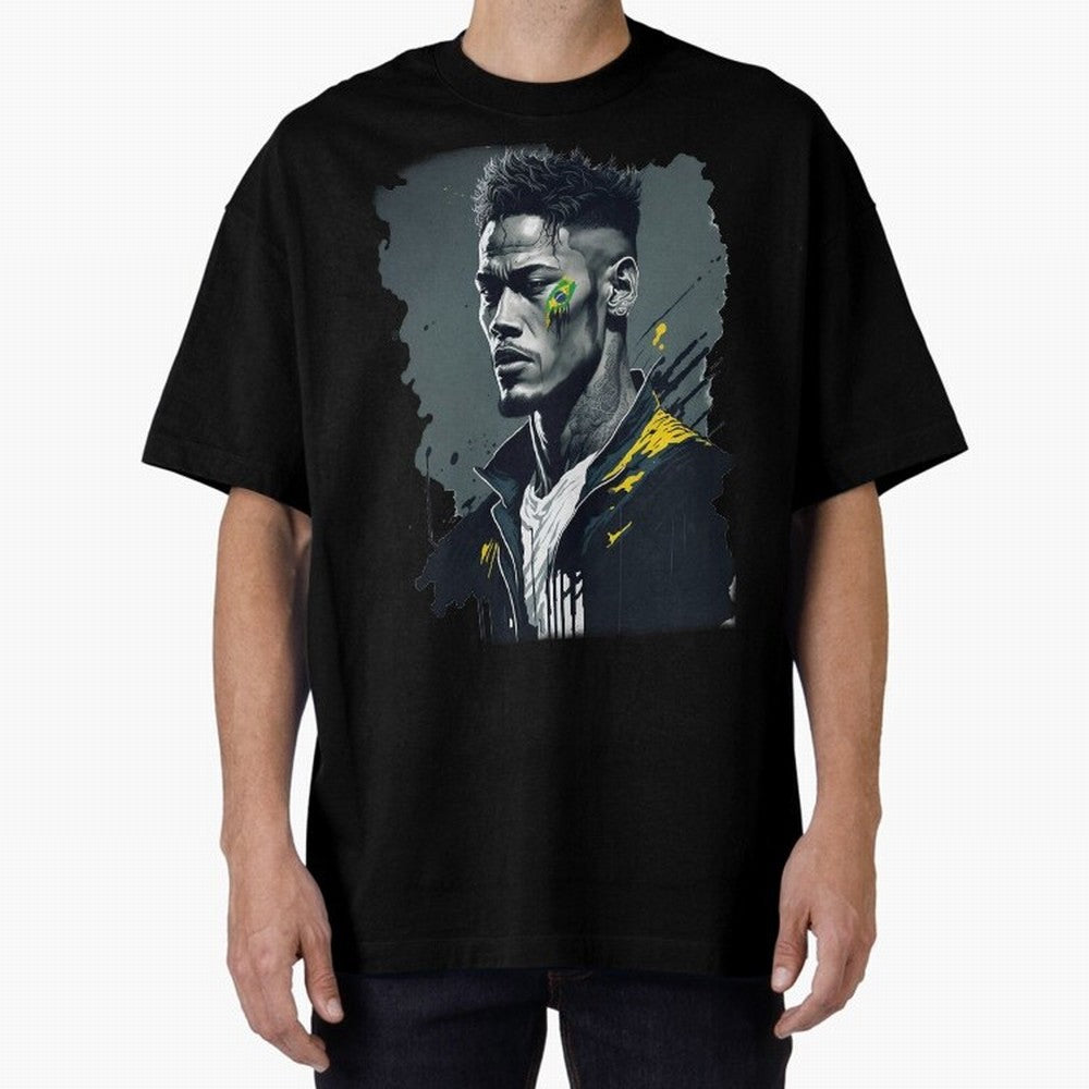 Neymar Jr. splash art Oversized T-Shirt Show Your Tournament Heart for the FIFA World Cup 2026 Journey through Messi, Neymar and Mbappe Highlights, Argentina, France and Brazil Pride, Football Festival Excitement, Trophy Ambitions, Country