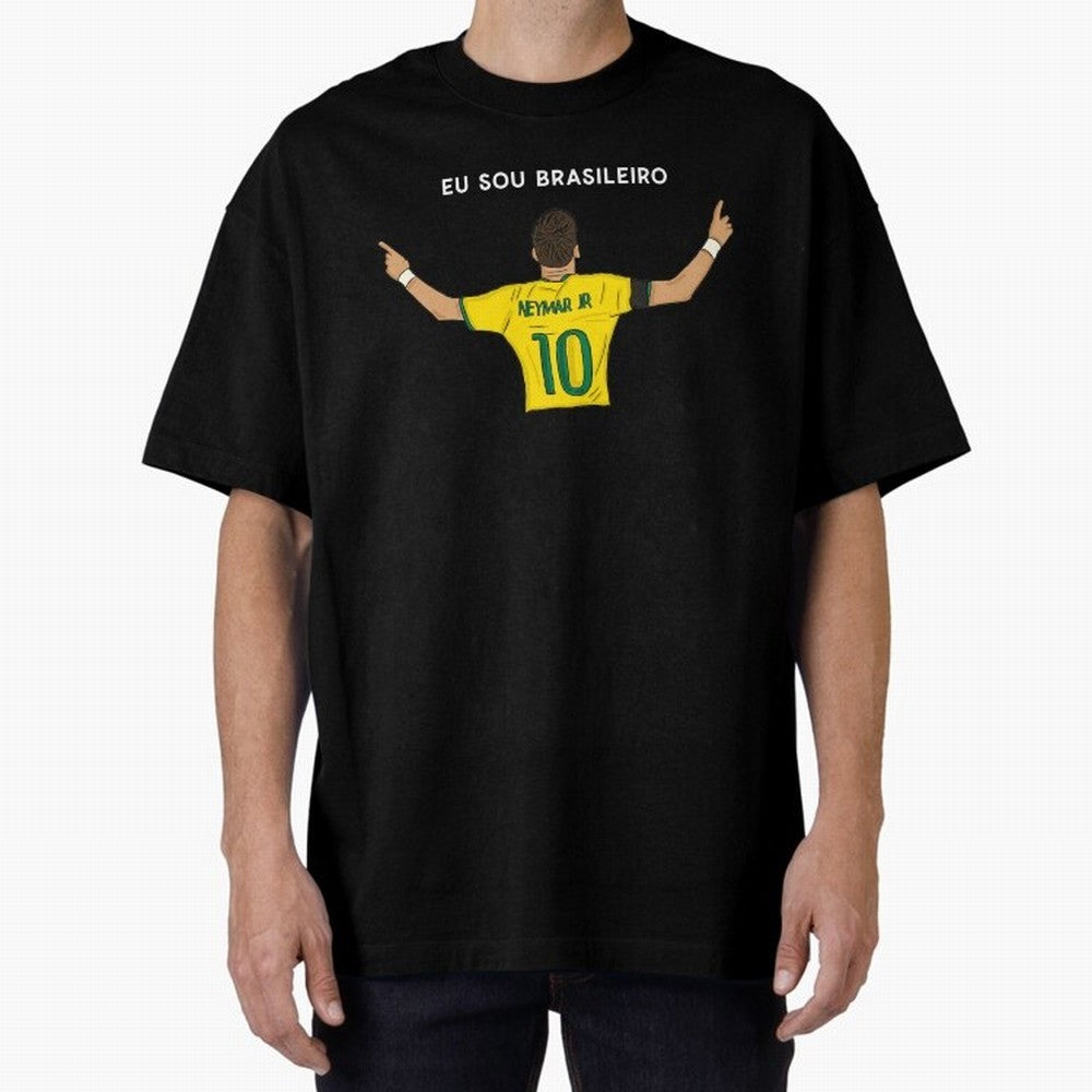 Neymar Jr Brazil Oversized T-Shirt Capture Global Football Passion for FIFA World Cup 2026 Group Stage, Inspired by Neymar, Haaland and Cristiano Ronaldo, England, France and Netherlands, Global Supporter Spirit, Legendary Goals, National Colors