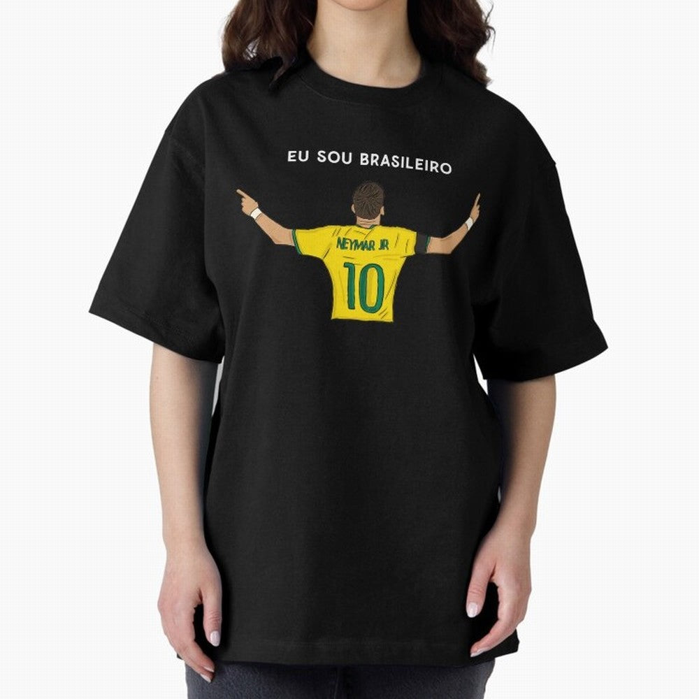 Neymar Jr Brazil Oversized T-Shirt Capture Global Football Passion for FIFA World Cup 2026 Group Stage, Inspired by Neymar, Haaland and Cristiano Ronaldo, England, France and Netherlands, Global Supporter Spirit, Legendary Goals, National Colors