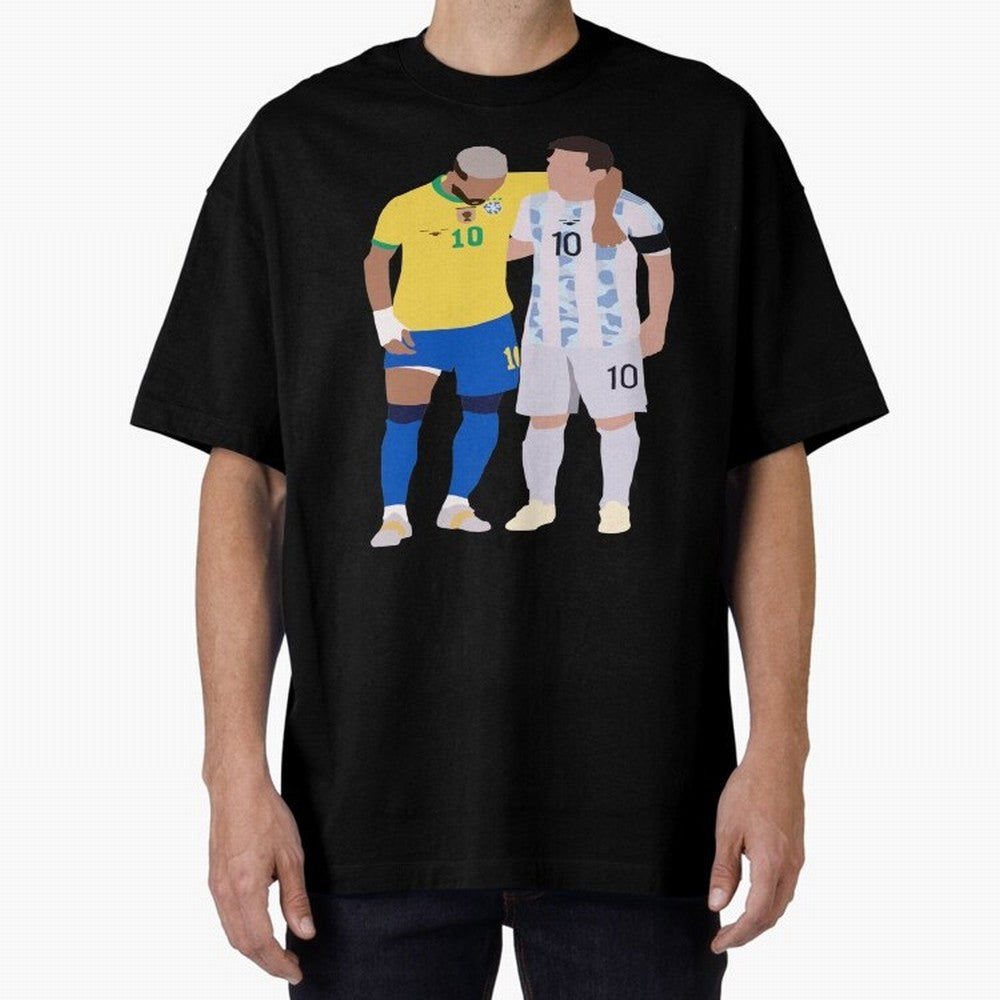 Messi and Neymar Copa America Friends Oversized T-Shirt Celebrate Global Football Passion for FIFA World Cup 2026 Group Stage, Driven by Messi, CR7 and Mbappe, Portugal, Stadium Memories, Football Loyalty, International Chants and Championship