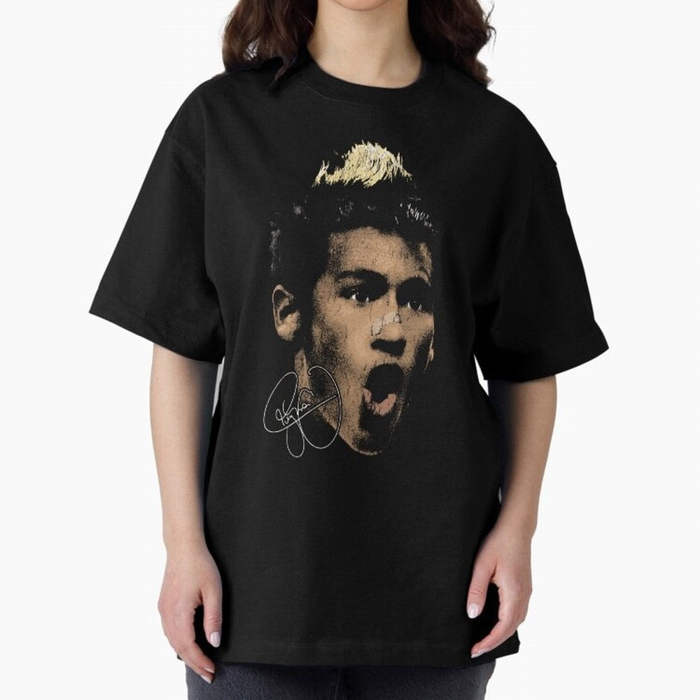Young Neymar Illustration Oversized T-Shirt Join Supporters Worldwide for Match Day Hype around FIFA World Cup 2026 USA Canada Mexico, Mbappe, Argentina and Brazil, Classic Soccer Heritage, Championship Pressure, Fan Loyalty and International