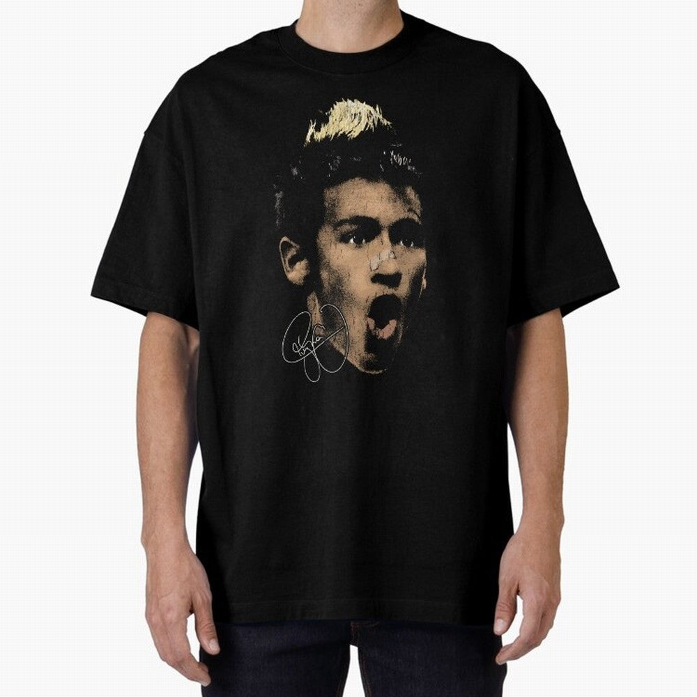 Young Neymar Illustration Oversized T-Shirt Join Supporters Worldwide for Match Day Hype around FIFA World Cup 2026 USA Canada Mexico, Mbappe, Argentina and Brazil, Classic Soccer Heritage, Championship Pressure, Fan Loyalty and International