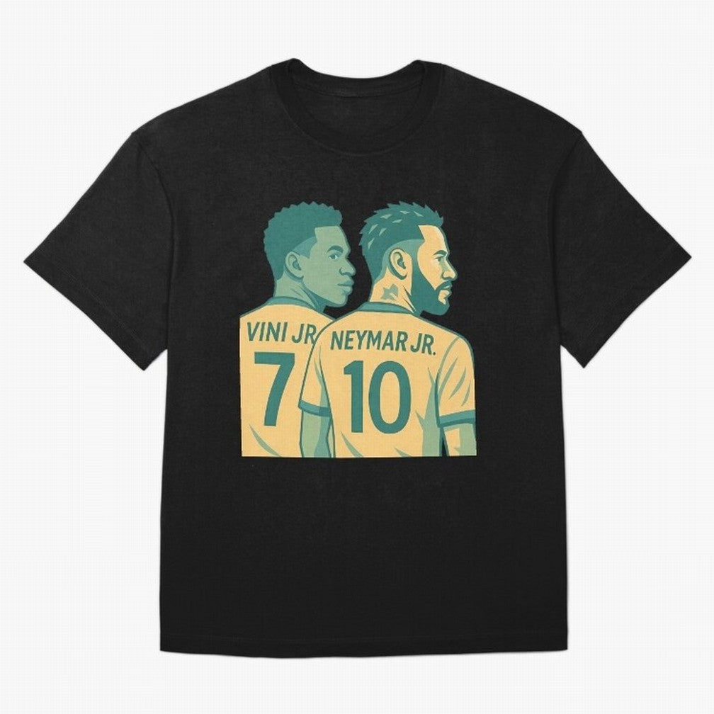 Vini Jr and Neymar Jr side-by-side Classic T-Shirt Bring a Vintage Feel to FIFA World Cup 2026 Spirit, Capturing England, France and Netherlands, Mbappe, Vintage Soccer Flavor, Modern Football Stars, National Flags and Final Night Emotion; Great