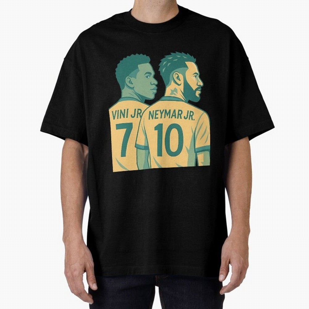 Vini Jr and Neymar Jr side-by-side Classic T-Shirt Bring a Vintage Feel to FIFA World Cup 2026 Spirit, Capturing England, France and Netherlands, Mbappe, Vintage Soccer Flavor, Modern Football Stars, National Flags and Final Night Emotion; Great