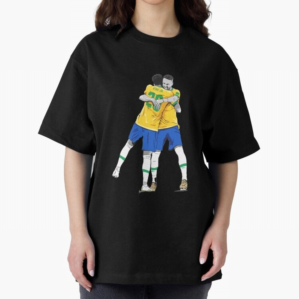 BRAZIL Neymar Jr and Vini Jr World Cup Celebration Oversized T-Shirt Experience the Global Stage of FIFA World Cup 2026 USA Canada Mexico Capturing Messi and Cristiano Ronaldo, Brazil, Portugal and Argentina Energy, Fan Favorite Moments, National