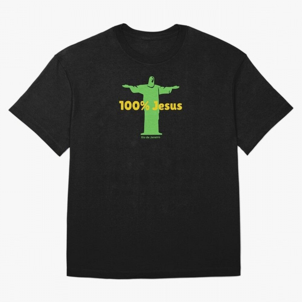 100% Jesus Christ the Redeemer Christian Brazilian Classic T-Shirt Carry the Colors and Pride of Global Football Passion for FIFA World Cup 2026, Connected to Neymar, Haaland and Cristiano Ronaldo, Argentina, Stadium Chants, National Pride, Trophy