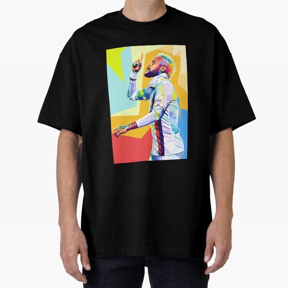 Neymar Jr Wpap pop art Oversized T-Shirt Remember Iconic Moments from FIFA World Cup 2026 for Fans of Haaland and Mbappe and Argentina and Brazil, Bringing Championship Spirit, Famous Goals, Roaring Crowds and International Football Unity; Made for