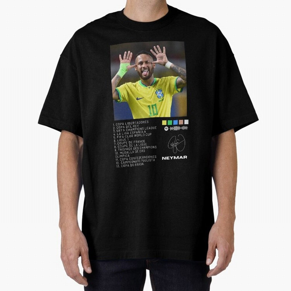 Neymar Brazil 10 Oversized T-Shirt Celebrate the Road through the FIFA World Cup 2026 USA Canada Mexico Journey through Cristiano Ronaldo Highlights, France Pride, Worldwide Fan Energy, Dramatic Goals, Stadium Lights and Championship Celebrations;