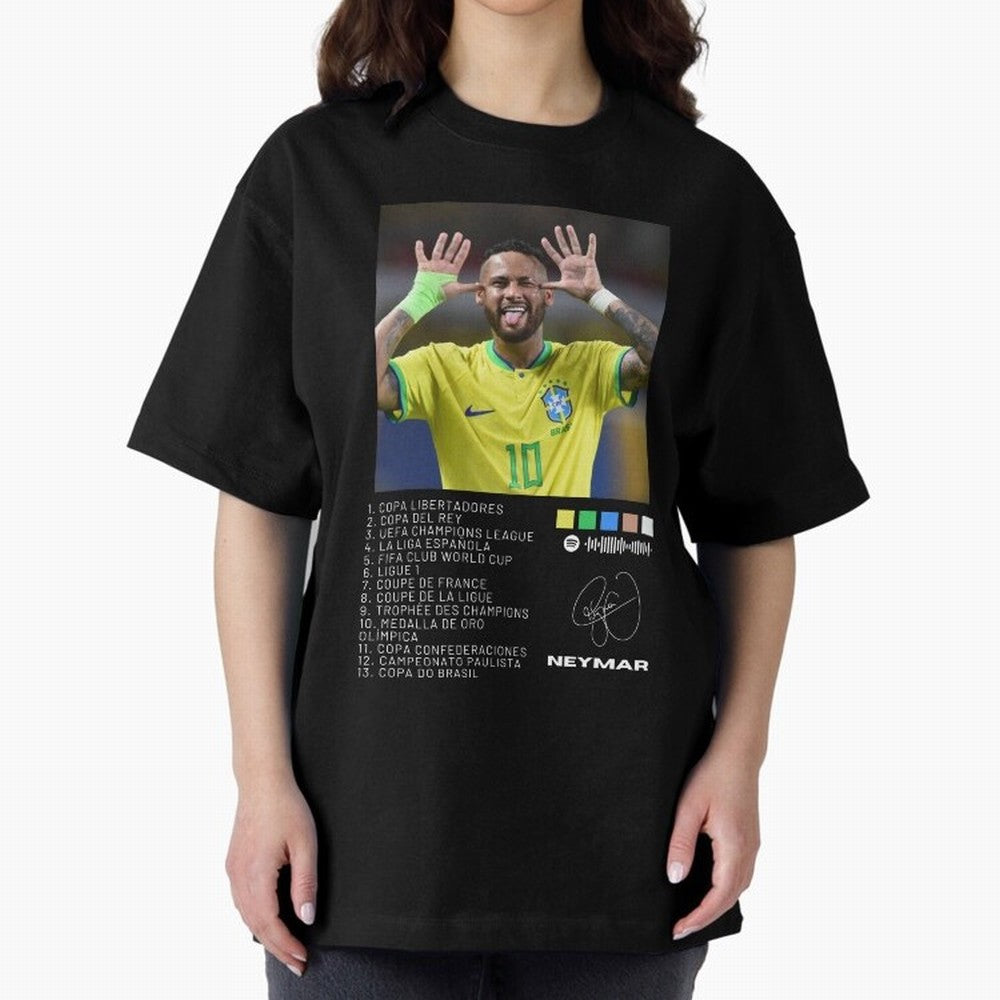 Neymar Brazil 10 Oversized T-Shirt Celebrate the Road through the FIFA World Cup 2026 USA Canada Mexico Journey through Cristiano Ronaldo Highlights, France Pride, Worldwide Fan Energy, Dramatic Goals, Stadium Lights and Championship Celebrations;