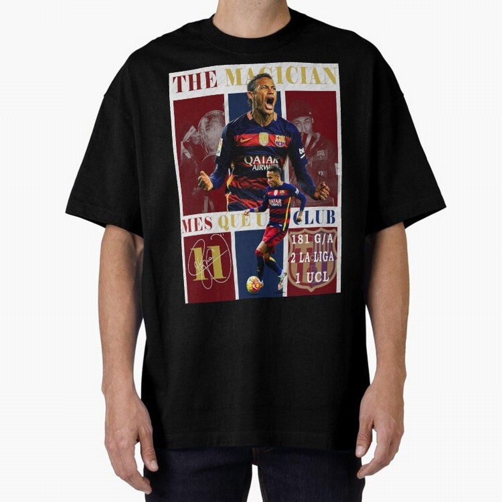 Neymar Jr Barcelona 2015 UCL Poster Classic T-Shirt Celebrate Supporters United by FIFA World Cup 2026 Made for Messi, England, France and Netherlands Energy, Vintage Soccer Flavor, Modern Football Stars, National Flags and Final Night Emotion;