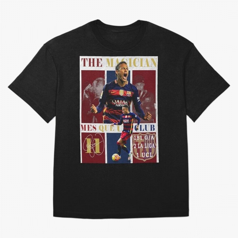 Neymar Jr Barcelona 2015 UCL Poster Classic T-Shirt Celebrate Supporters United by FIFA World Cup 2026 Made for Messi, England, France and Netherlands Energy, Vintage Soccer Flavor, Modern Football Stars, National Flags and Final Night Emotion;