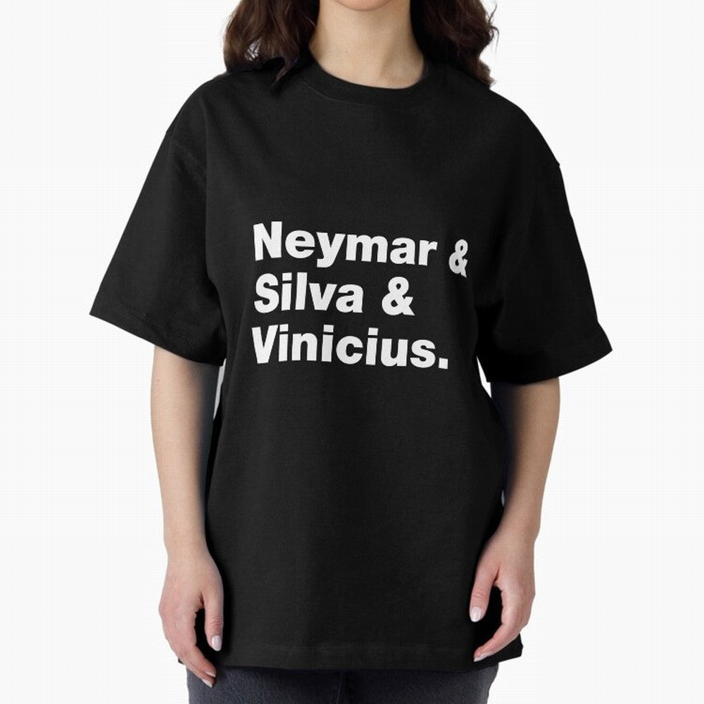 Neymar + Silva + Vinicius - Brazil Brazilian World Cup Squad Team Players Football Soccer Qatar WC 22 Oversized T-Shirt Live the Energy of FIFA World Cup 2026 Inspired by Neymar, Portugal, Spain and Germany Energy, Worldwide Fan Energy, Dramatic