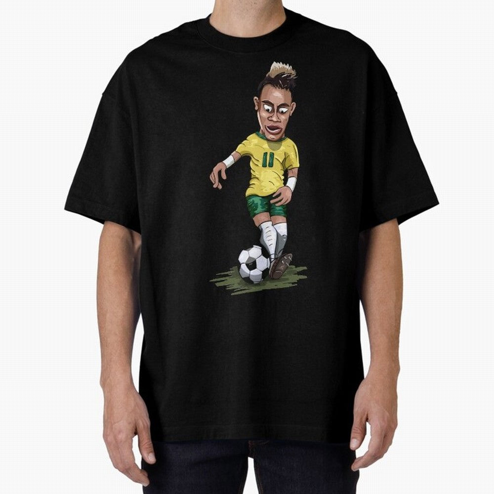 Mascot Cartoon Neymar Football Player Brazil Classic T-Shirt Carry National Pride through Global Football Passion for FIFA World Cup 2026 USA Canada Mexico, Inspired by CR7 and Messi, Brazil, Retro Football Energy, Iconic Rivalries, Trophy Chase