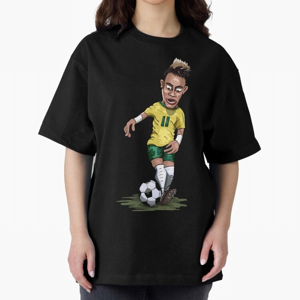 Mascot Cartoon Neymar Football Player Brazil Classic T-Shirt Carry National Pride through Global Football Passion for FIFA World Cup 2026 USA Canada Mexico, Inspired by CR7 and Messi, Brazil, Retro Football Energy, Iconic Rivalries, Trophy Chase
