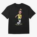 Mascot Cartoon Neymar Football Player Brazil Classic T-Shirt Carry National Pride through Global Football Passion for FIFA World Cup 2026 USA Canada Mexico, Inspired by CR7 and Messi, Brazil, Retro Football Energy, Iconic Rivalries, Trophy Chase