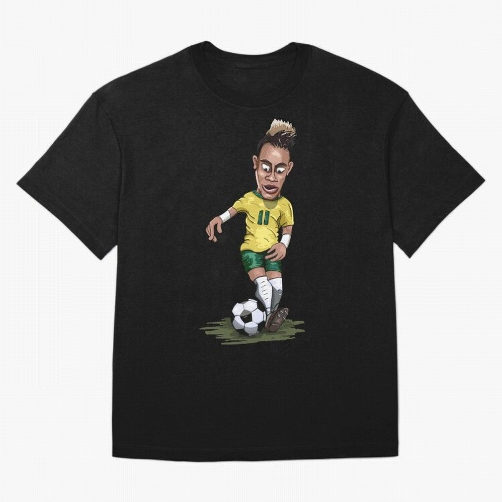 Mascot Cartoon Neymar Football Player Brazil Classic T-Shirt Carry National Pride through Global Football Passion for FIFA World Cup 2026 USA Canada Mexico, Inspired by CR7 and Messi, Brazil, Retro Football Energy, Iconic Rivalries, Trophy Chase
