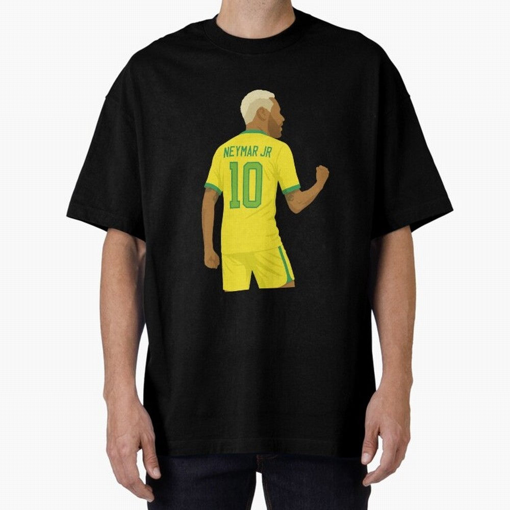 Neymar Jr in Yellow Glory Sticker Oversized T-Shirt Bring Champion Energy into Match Day Hype around FIFA World Cup 2026, Messi and Cristiano Ronaldo, France, Fan Favorite Moments, National Team Passion, Big Match Drama and Soccer History; Perfect