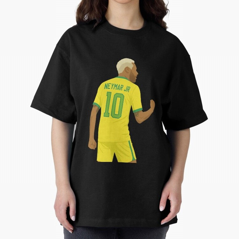 Neymar Jr in Yellow Glory Sticker Oversized T-Shirt Bring Champion Energy into Match Day Hype around FIFA World Cup 2026, Messi and Cristiano Ronaldo, France, Fan Favorite Moments, National Team Passion, Big Match Drama and Soccer History; Perfect