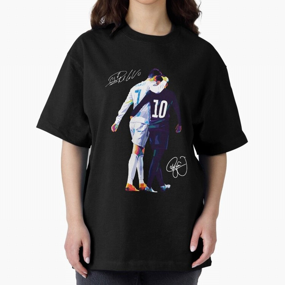 Cristiano Ronaldo and Neymar Jr Wpap Art Oversized T-Shirt Refresh FIFA World Cup 2026 Driven by Messi and Cristiano Ronaldo, Portugal Energy, Classic Soccer Heritage, Championship Pressure, Fan Loyalty and International Pride; Ideal for Football