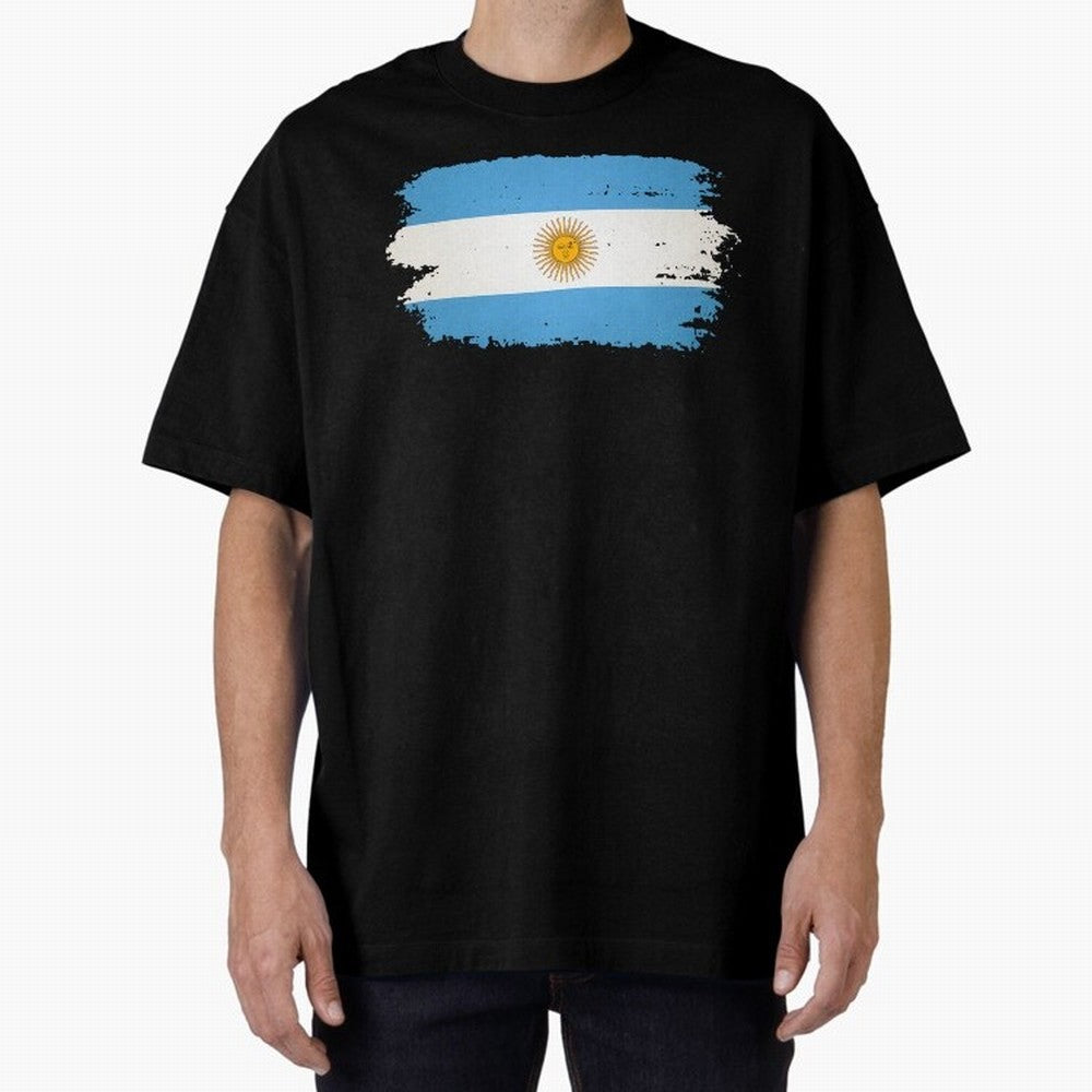 ARGENTINIAN FLAG PRINT Oversized T-Shirt Discover the FIFA World Cup 2026 Journey through Messi, Neymar and Mbappe Highlights, England, France and Netherlands Pride, Champion Mindset, Group Stage Buzz, Knockout Tension and Passionate Fan Culture;