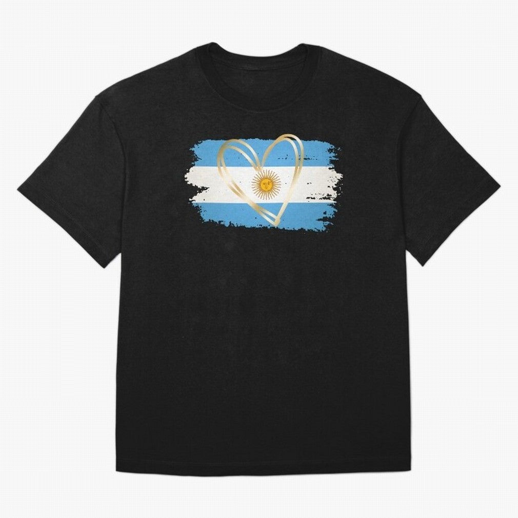 ARGENTINA FLAG WITH GOLDEN HEART Classic T-Shirt Fuel Your Fan Pride for FIFA World Cup 2026 Group Stage for Fans of Haaland and Portugal, Spain and Germany, Bringing Championship Spirit, Famous Goals, Roaring Crowds and International Football